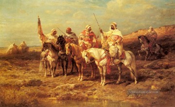  Arabien Kunst - Arabische Reiter von einem Wasserloch Arabien Adolf Schreyer